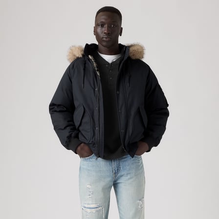SIERRA ERKEK SİYAH ÇIKARILABİLİR KAPÜŞONLU KÜRK YAKA PUFFER MONT 007SB-0002