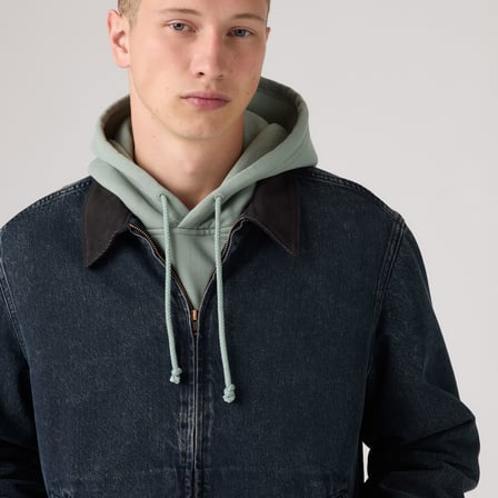 ERKEK LACİVERT FERMUARLI JEAN KOT CEKET 007WJ-0000