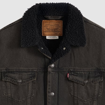 RELAXED FIT SHERPA TRUCKER ERKEK SİYAH JEAN KOT CEKET A5784-0048
