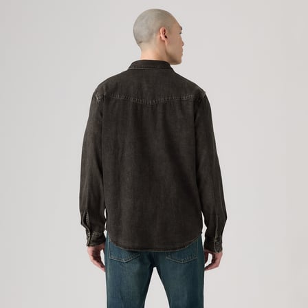 RELAXED FIT CHOCOLATE WESTERN ERKEK SİYAH JEAN KOT GÖMLEK A1919-0077