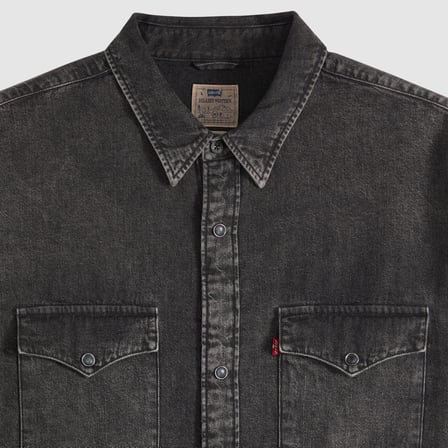 RELAXED FIT CHOCOLATE WESTERN ERKEK SİYAH JEAN KOT GÖMLEK A1919-0077