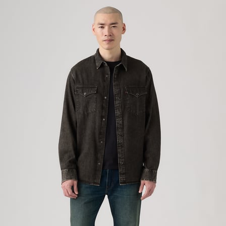RELAXED FIT CHOCOLATE WESTERN ERKEK SİYAH JEAN KOT GÖMLEK A1919-0077