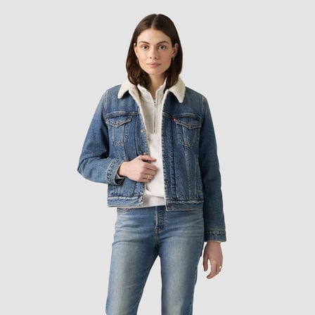 ORIGINAL KADIN MAVİ İÇİ KÜRKLÜ JEAN KOT SHERPA TRUCKER CEKET 36136-0140