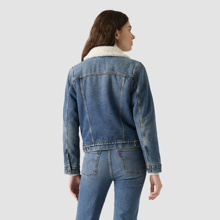 ORIGINAL KADIN MAVİ İÇİ KÜRKLÜ JEAN KOT SHERPA TRUCKER CEKET 36136-0140