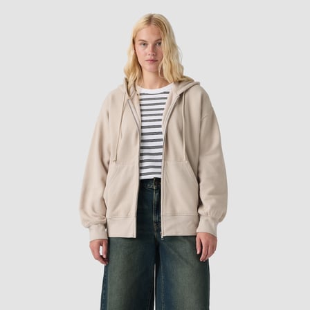 VINTAGE RELAXED KADIN KAHVERENGİ FERMUARLI KAPÜŞONLU SWEATSHİRT 005IH-0002