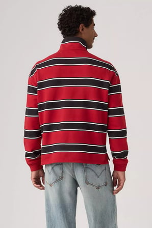 Levi's Çizgili  % 100 Pamuk Yarım Fermuarlı Dik Yaka Sweat Erkek SWEAT 0083X-0002 KIRMIZI