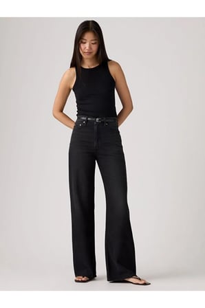 RIBCAGE WIDE LEG TR KADIN SİYAH JEAN KOT PANTOLON 003VD-0010