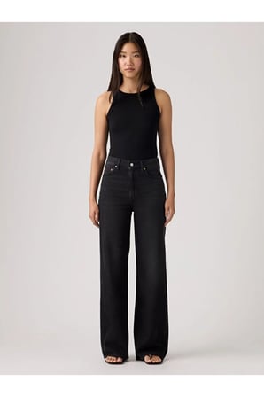 RIBCAGE WIDE LEG TR KADIN SİYAH JEAN KOT PANTOLON 003VD-0010