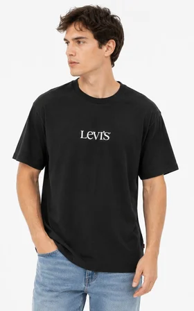 Levi's Erkek bisiklet yaka marka logolu siyah tişört -A9440-0023 