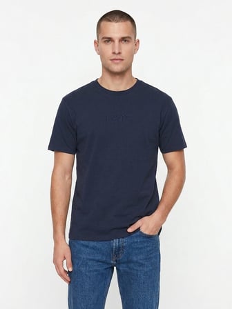Vintage Fit Erkek Laci̇Vert Bi̇Si̇Klet Yaka Logo Detayli T-Shi̇Rt A9440-0024