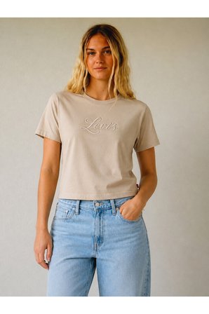 VINTAGE KADIN AÇIK KAHVERENGİ BİSİKLET YAKA T-SHİRT 008C0-0004