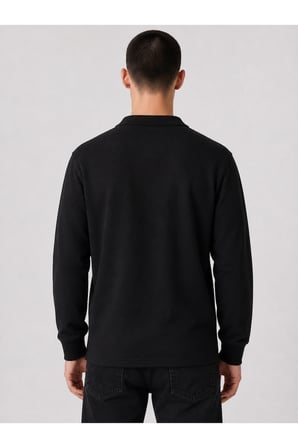 LEVİ'S Erkek Polo Yaka Standart Fıt uzun kollu Siyah Sweatshirt - 00AUT-0001