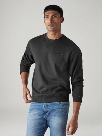 RELAXED ERKEK BİSİKLET YAKA SİYAH SWEATSHİRT A8398-0098