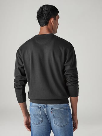 RELAXED ERKEK BİSİKLET YAKA SİYAH SWEATSHİRT A8398-0098