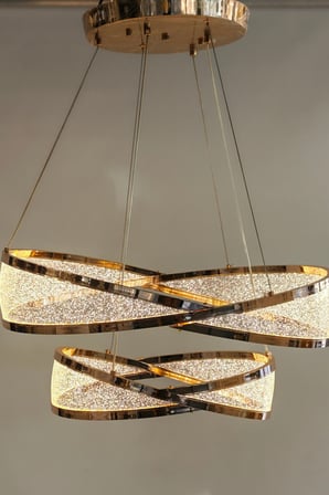  Modern Tasarım Sonsuzluk Motifli LED Halka Avize - Rose Gold