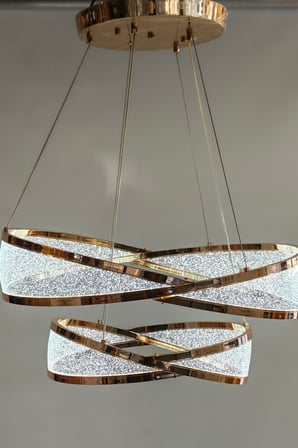  Modern Tasarım Sonsuzluk Motifli LED Halka Avize - Rose Gold