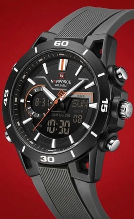 NAVİFORCE NF-7135 DİJİTAL ANALOG ALARMLI AYDINLATMALI SPOR ERKEK KOL SAATİ