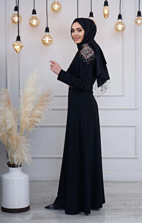 WHITE CORNER Abaya 2168 Siyah