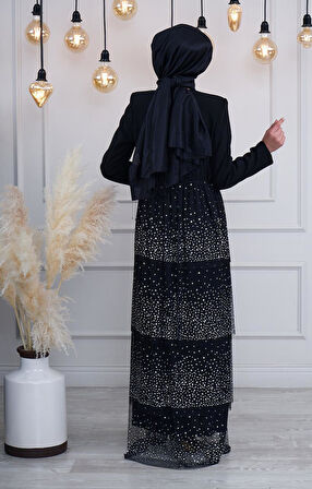 WHITE CORNER Abaya 2461 Siyah