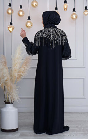 WHİTE CORNER Abaya W2772 Siyah