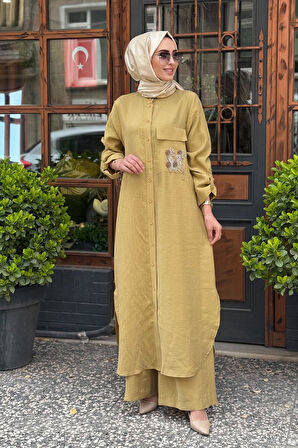 Nurcan Çetin Pantolonlu Takım 25447 Asit Sarı