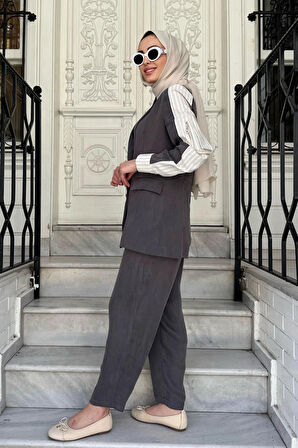 alMARWAH Pantolonlu Takım 202792 Koyu Gri