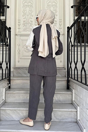 alMARWAH Pantolonlu Takım 202792 Koyu Gri