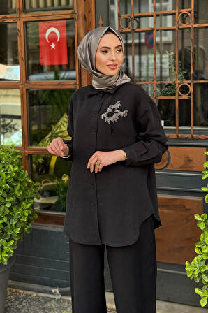 NURCAN ÇETİN Pantolonlu Takım 25448 Siyah