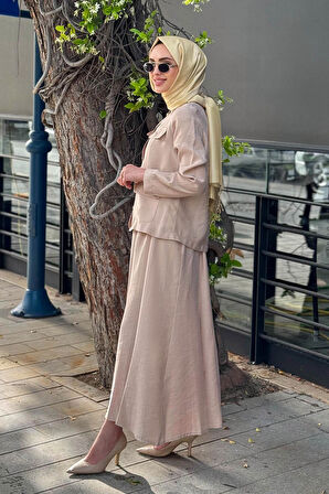 Nurcan Çetin Etekli Takım 25464 Bej