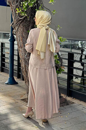 Nurcan Çetin Etekli Takım 25464 Bej