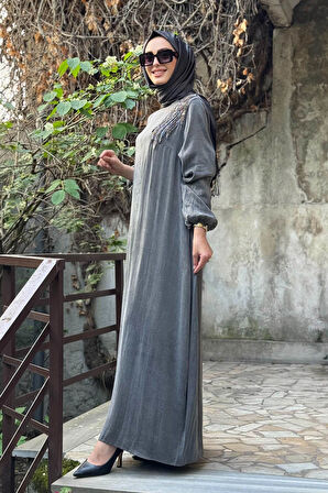 Nurcan Çetin Elbise 25136 Gri
