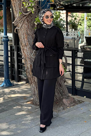 Nurcan Çetin Pantolonlu Takım 25416 Siyah