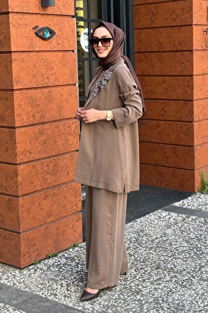 Nurcan Çetin Pantolonlu Takım 25600 Kahve