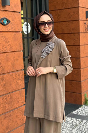 Nurcan Çetin Pantolonlu Takım 25600 Kahve