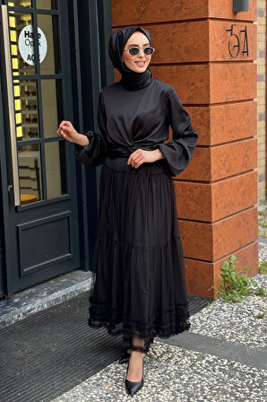 Nurcan Çetin Etekli Takım 10407 Siyah