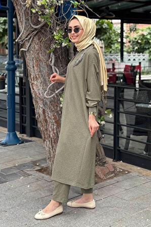 Nurcan Çetin Pantolonlu Takım 25602 Haki