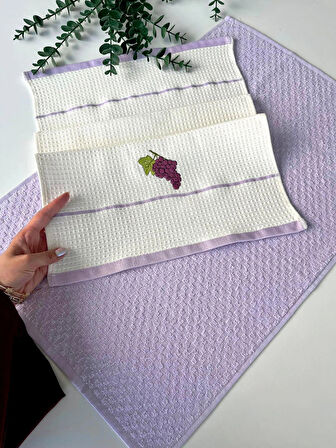 SARRA 40X60 2'Lİ NAKIŞLI KURULAMA BEZİ-ÜZÜM
