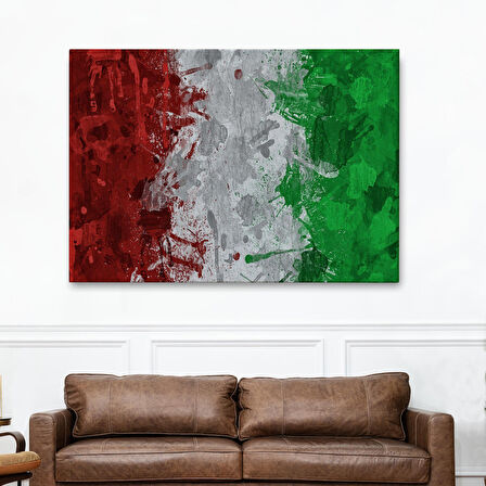 İtalya Bayrağı Kanvas Duvar Tablo, Ev ve Ofis Dekoru, Spor Kulübü, Bar Dekoru-5402