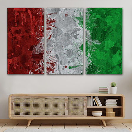 İtalya Bayrağı Kanvas Duvar Tablo, Ev ve Ofis Dekoru, Spor Kulübü, Bar Dekoru-5402