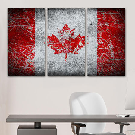 Kanada Bayrağı Rustik Kanvas Tablo, Kanada Bayrağı Tablo, Ev ve Ofis Dekoru-5403