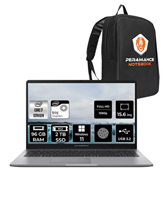 Asus Expertbook P1 P1503 i7 13700H 96GB DDR5 2TB SSD 15.6" FHD WINDOWS11HOME & PER4 ÇANTA