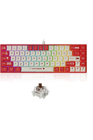 AK680 Kablolu Red Switch Mekanik Klavye-Rainbow Aydınlatma Hot-Swap