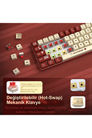 Ak680 Kırmızı Switch Hot-swap Kablolu Mekanik Oyuncu Gaming Klavye