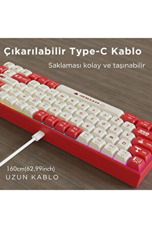Ak680 Kırmızı Switch Hot-swap Kablolu Mekanik Oyuncu Gaming Klavye