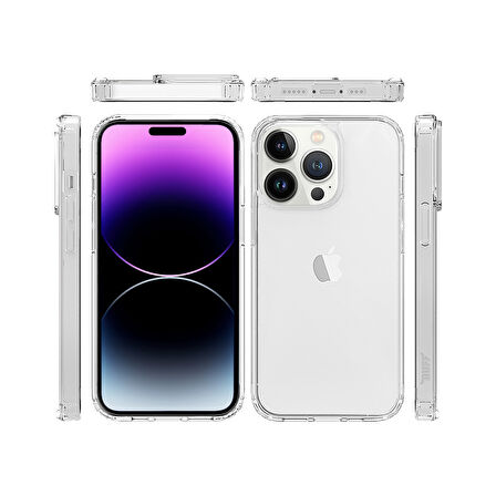 iPhone 14 Pro Uyumlu Silikon Şeffaf Air Hybrid Kılıf Crystal