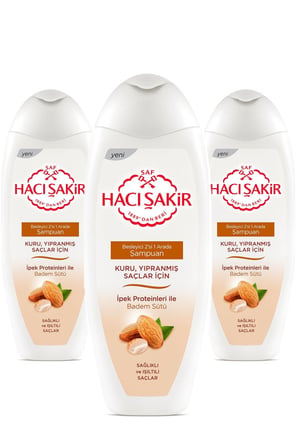 Hacı Şakir 2'si1 Arada Şampuan Badem Sütü 500 Ml 3'lü Paket