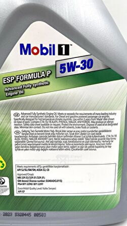 MOBIL 1 ESP  FORMULA P 5W30 4 LT