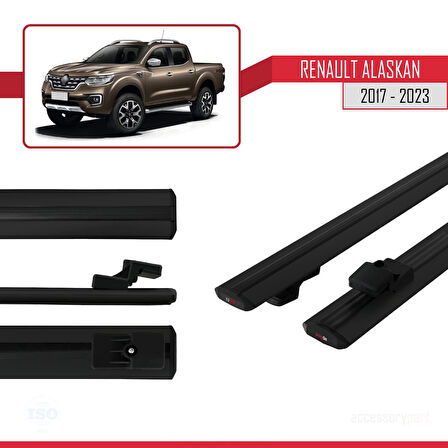 Renault Alaskan 2017-2023 Arası ile Uyumlu BASIC Model Ara Atkı Tavan Barı Siyah 2 Adet