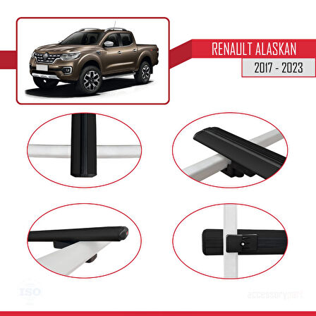 Renault Alaskan 2017-2023 Arası ile Uyumlu BASIC Model Ara Atkı Tavan Barı Siyah 2 Adet
