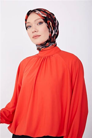 Armine Beli Lastikli Balon Bluz 23K3432 Kırmızı